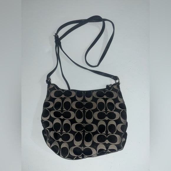 Coach Ashley Signature Jacquard Leather Crossbody Black Gray - Picture 2 of 8